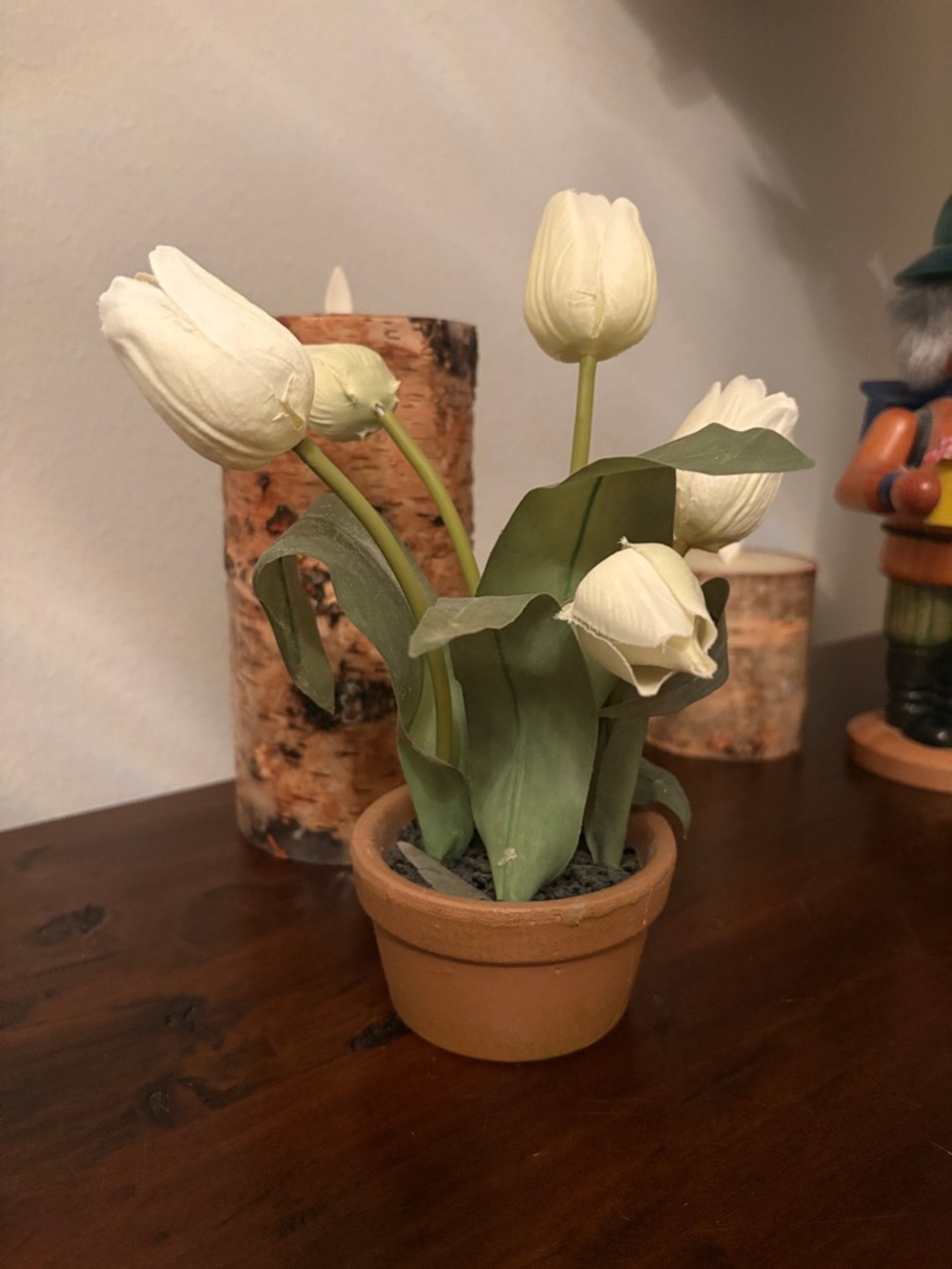 Pottery Barn White Tulip Potted Faux Plant - Home Accents